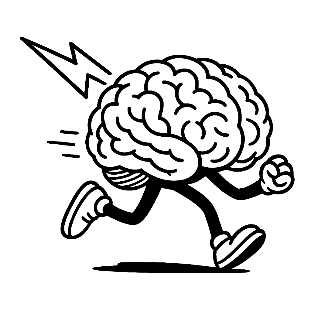 Laufendes Gehirn mit Blitz